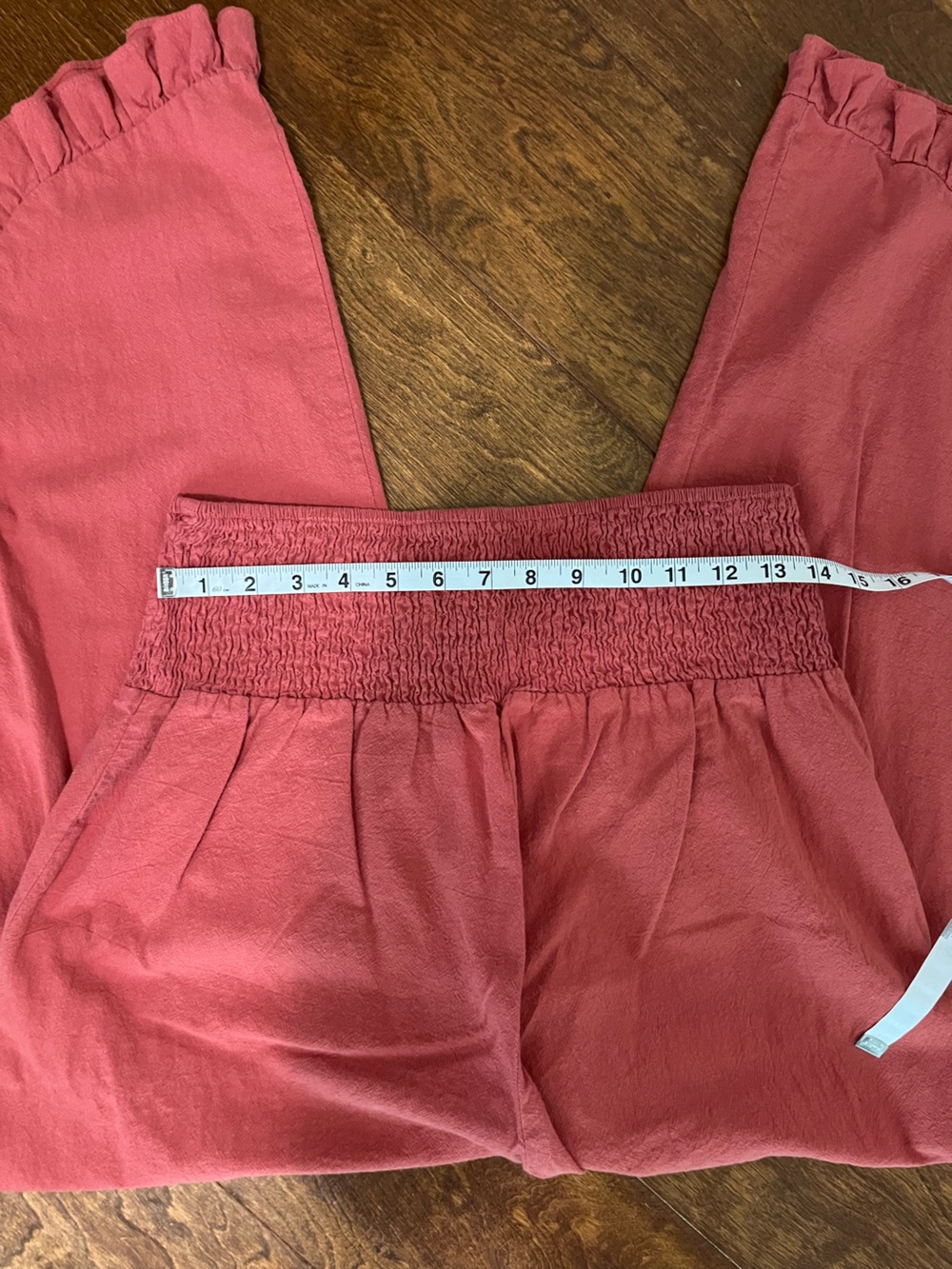 CUPSHE Ruffled Waist Pull-On Pants in Dusty Coral - Picture 7 of 7